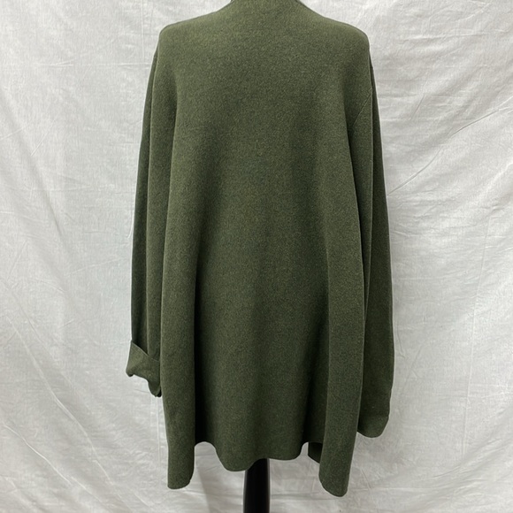 J Crew long cardigan wrap sweater in olive green, 100% cotton, size large - Picture 5 of 7